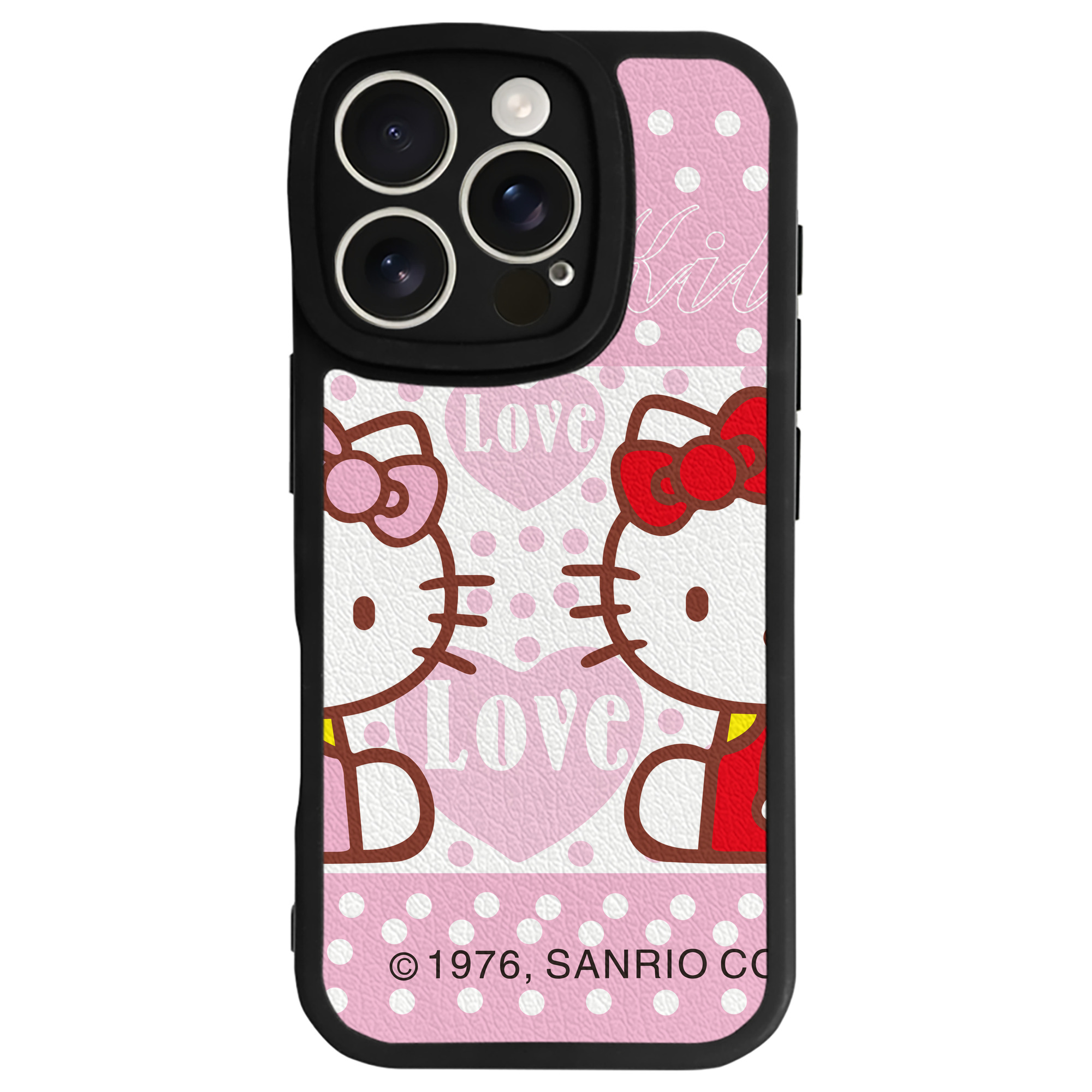 （画像用） Hello Kitty ハローキティ 【iPhone 16シリーズ対応】シリコンスマホケース（レザー調） 材質：シリコン